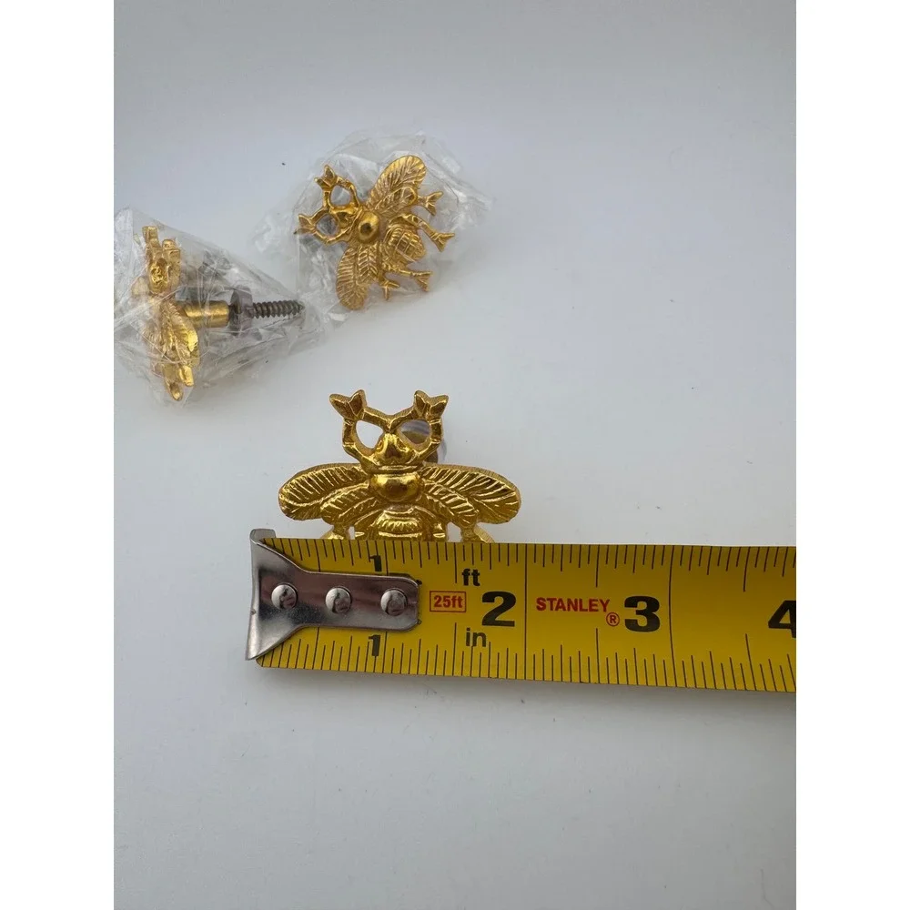 Gold Tone Bee Drawer Knobs‎ Cabinet Pulls Set of 3 Decorative Hardware